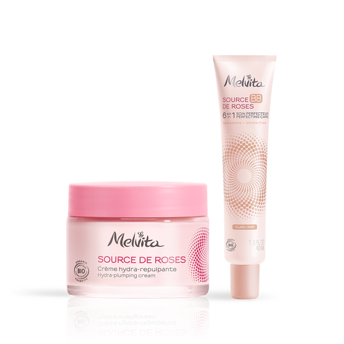 Agrandir la vue1/2 de Duo hydratant visage et BB crème teinte claire Source de Roses  | Melvita